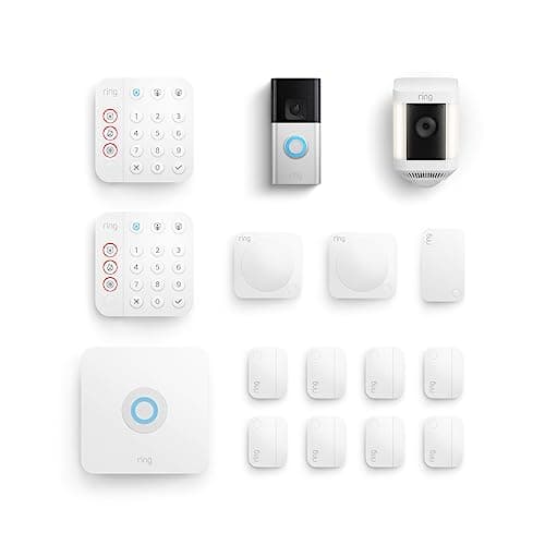 All-new Ring Battery Doorbell Plus with Ring Spotlight Cam Plus, (White) and Ring Alarm 14-Piece (White) - Image 1