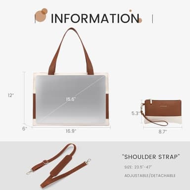 LOVEVOOK Laptop Tote for Women - 15.6 Inch Professional Leather Computer Briefcase with Waterproof Handbag Shoulder Bag Large Capacity Business Teacher Office Crossbody Purse - Image 6