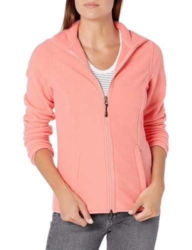 Amazon Essentials Women's Classic-Fit Full-Zip Polar Soft Fleece Jacket (Available in Plus Size), Coral Pink, Large - Image 1