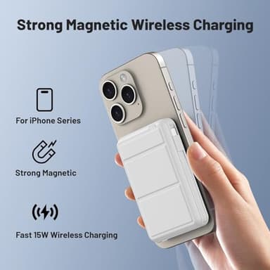 Azmuth for Magsafe Battery Pack, 10000mAh Magnetic Power Bank 22.5W PD Fast Charging with LED Display Wireless Portable Charger for Magsafe with Stand for iPhone 17/16/15/14/13/12/Pro/Pro Max - Image 4