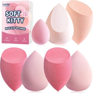 Makeup Sponge Set Foonbe Blender Sponges 7 Pcs for Liquid, Cream, and Powder, Latex Free, Multi colored Beauty Sponges with 1 Mini Sponge, Vegan & Cruelty-Free - Image 1