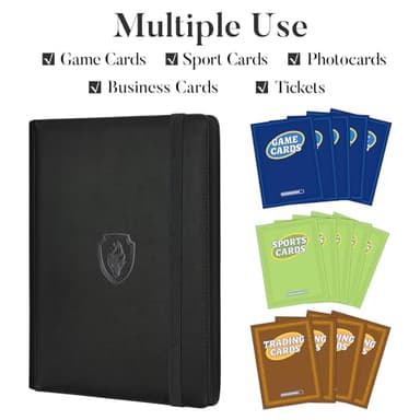 Trading Card Binder 9 Pocket, Fabmaker PU Cover Card Collection Binder for 360 Cards, Premium Card Book, Sturdy Card Holder Folders, Card Album for YuGiOh, MTG, TCG, Game Cards & Sports Cards, Black - Image 3