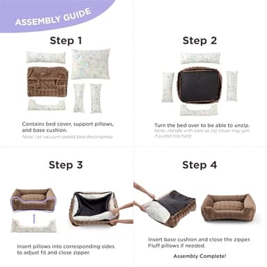 LE SURE Fluffy Dog Beds for Large Dogs - Orthopedic Rectangle Calming Pet Bed,Plush Bubble Bolster Pet Sofa with Removable Washable Cover and Nonskid Bottom,36x27x8inches,Blue - Image 4