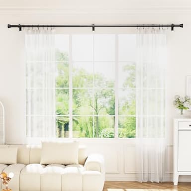 Curtain Rod 32-144 Inch, Heavy Duty 1 Inch Adjustable Curtain Rods for Windows, Black Extra Long Window Treatment Rods, Modern Design, Easy Installation - Image 7