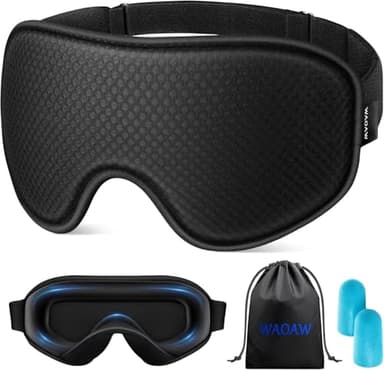 WAOAW Sleep Mask for Men Women: Blackout Eye Masks for Sleep - 3D Breathable Soft Comfortable Eye Mask for Travel - Adjustable Light Blocking Night Masks for Sleeping - Image 1
