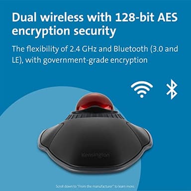 Kensington Orbit Wireless Trackball with Scroll Ring - Black-Red (K70990WW), - Image 6