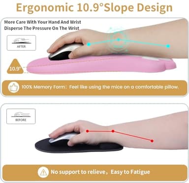L-SPOUTTO Ergonomic Mouse Pad with Wrist Rest,Cute Cat Paw Mousepad Wrist Support,Comfortable Massage Design Computer Pain Relief Mouse Pad with Non-Slip PU Base for Desk Laptop Gaming Office,Pink - Image 5