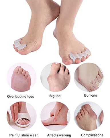 2Pairs Toe Separators Toe Spacers for Women Men to Correct Bunion, Relieve Feet Pain, Foot Alignment, Toe Straighteners for Hammertoes, Plantar Fasciitis (M, Women Shoe Size 9-12.5, Men: 7-11) - Image 5