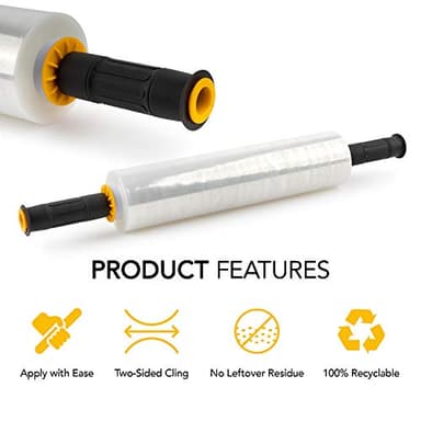 Modern Innovations 15 Inch Clear Stretch Wrap Roll with Handles (1 Roll-1000 Feet) Heavy Duty Shrink Wrap for Moving, Packing Supplies for Wrapping Furniture, Industrial Plastic Pallet Cling - Image 3