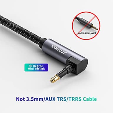 VANAUX Toslink to Mini Toslink Digital Optical Extension Cable,90 Degree S/PDIF Audio Cable Male to Female for Home Theater,Sound Bar,TVs,Amplifiers (5ft/1.5m) - Image 3