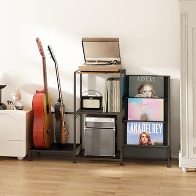 Wisdom Star Guitar Stand for Multiple Guitars with Amp Shelf and Table, 3-layer Vinyl Record Storage Rack, Display Rack for Music Room - Image 2