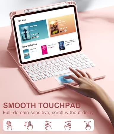 Harvopu Compatible for iPad 11th 10th Generation Case with Keyboard, Folio Cover with Pencil Holder, Multi-Touch Trackpad, 7 Color Backlit, Detachable Keyboard for iPad (A16) 11th/10th Gen (Light Pink - Image 3