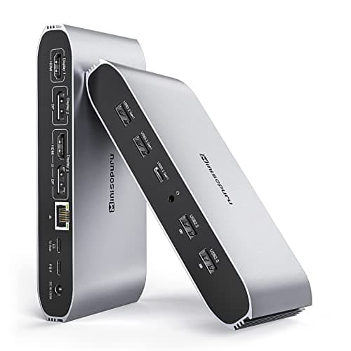 Minisopuru Displaylink Triple Display Docking Station for MacBook M1/M2/M3/M4/Windows,DisplayLink Docking Station with 2 HDMI & 2 DisplayPort,100W Charge, USB-C Data, Ethernet, Audio, 4 USBA Ports - Image 1