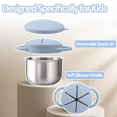 BUSOHA 2 Pack Stainless Steel Toddler Snack Cups - 9 OZ Spill-Proof Baby Snack Containers with Silicone Catcher and Lid Travel Snack Containers for Kids Food Grade Silicone Dishwasher Safe - Image 4