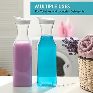 NETANY Plastic 50 Oz Water Carafe with Flip Top Lid, Set of 2 Square Base Juice Containers, Clear Plastic Pitcher - for Water, Iced Tea, Juice, Beverage, Cold Brew and Mimosa Bar - HAND WASH ONLY - Image 7