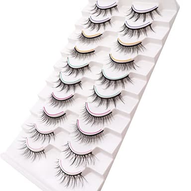 Losha Manga Lashes Fluffy Faux Mink Lashes Natural Look 5 Style Mixed Fake Eyelashes 10 Pairs Anime Lashes Look Like Individual Clusters (Mix) - Image 2