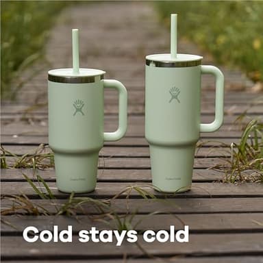 Hydro Flask Travel Tumbler with Handle, Lid and Straw - Insulated Stainless Steel in 32 Oz Ivory - Image 10