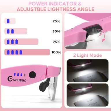 GUOUBUO Magnifying Glass with Light, 1.5X-5.0X Magnifying Glasses, Rechargeable Magnifier Headset with Light, Head Magnifier with 4 Detachable Lenses, Magnify Glasses for Close Work Crafts Jewelry - Image 3