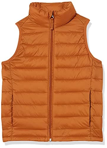 Amazon Essentials Toddler Boys' Lightweight Water-Resistant Packable Hooded Puffer Vest, Light Brown, 4T - Image 1