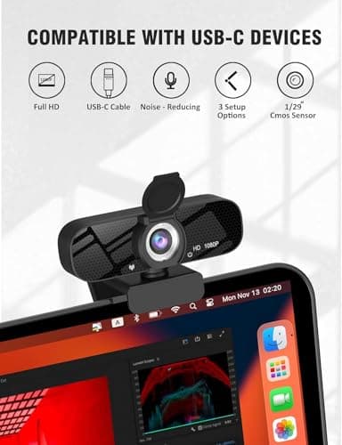 Gohero Full HD 1080P Video Webcam and Wide Angle Camera with Built-in Microphone and Rotatable Tripod,for Laptop Computer or Desktop PC,Great for Live Streaming.Calls.Video Conferencing(Black)-1 - Image 2