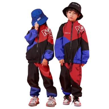 LOLANTA Unisex Kids' Colorblock Tracksuit Teens Fall Clothes Boys Windbreaker Casual Outerwear Jacket Travel (Red, 10-12) - Image 3