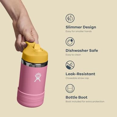Hydro Flask Kids Water Bottle for School - Stainless Steel and Insulated with Straw Cap - 12 Oz in Anemone Purple - Image 7