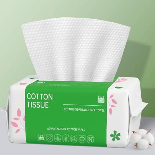 Disposable Face Towels 100 Count, Biodegradable Facial Towels for Sensitive Skin, Ultra Soft & Thick Face Cloth, Lint- free Dry Wipes for Makeup Remover, Skincare and Cleansing - Image 1