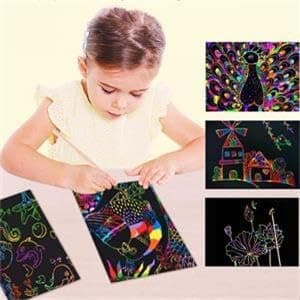 Cityrosy Scratch Art Paper Rainbow Sets 100 Pcs-Black Magic Scratch Off Craft Set for Kids Classroom Supplies Kits for Age 3-12 Kids Party Games Halloween Christmas Birthday Gifts - Image 3