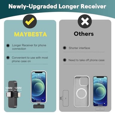 MAYBESTA Professional Wireless Mini Microphone for iPhone, iPad, Android Phone - Bluetooth Lavalier Lapel Mic for Video Recording - Clip on USB C Microphones for YouTube Tiktok Podcast Vlogging - Image 3
