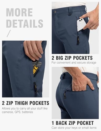 TBMPOY Men's Lightweight Hiking Pants Quick Dry Mountain Fishing Camping Travel Outdoor Pants Thin Denim Blue XL - Image 5