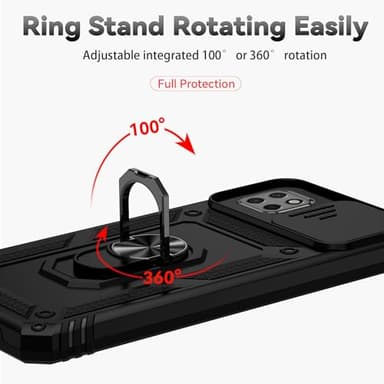 Asuwish Phone Case for Samsung Galaxy A03 Core with Slide Camera Cover Tempered Glass Screen Protector Ring Holder Stand Rugged Slim Cell Protective Ao3 Core SM-A032/DS A032 A032M Women Men Black - Image 4