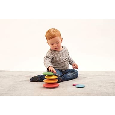 TickiT Rainbow Buttons - Set of 7 - Wooden Stacking Stones for Babies and Toddlers Aged 0+ - Natural Toy for Early Development and Open-Ended Play - Image 5
