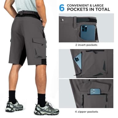 XKTTAC Men's Outdoor Quick Dry Lightweight Cargo Shorts for Hiking, Casual, Camping, Tactical, Fishing, Golf, Travel with 6 Pockets (Smoky Gray, 6X-Large) - Image 5