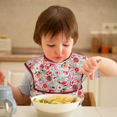 CIVARUA KIDS Mess Proof Baby Bib 3 Pack, Waterproof Led Weaning Baby Feeding Bibs With Food Catcher, Travel Pink Red Floral Feeding Bibs for girl boy - Image 2