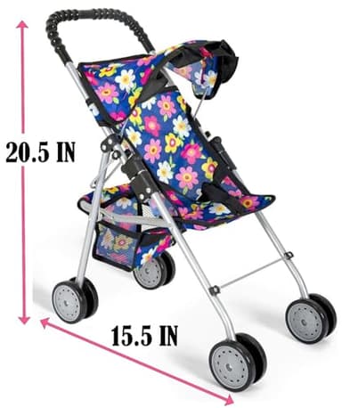 fash n kolor® - Doll Stroller My First Baby Doll Strollers Toy - Flower Design with Basket in The Bottom- Doll Accessories 2 Free Magic Bottles Included (Flower Design) - Image 8