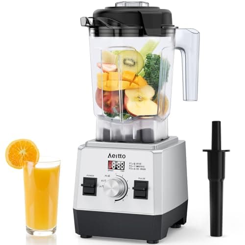 Aeitto Blenders for Kitchen with 68Oz. Large Capacity, 1800W Max Power Smoothie Blender, 3 Preset Programs & 7 Speeds, Professional Countertop Blender for Smoothies, Ice Crush, Frozen Drinks, Silver - Image 1