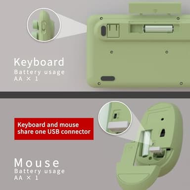 UBOTIE Colorful Computer Wireless Keyboards Mouse Combos, Typewriter Flexible Keys Office Full-Sized Keyboard, 2.4GHz Dropout-Free Connection and Optical Mouse (Green-Colorful) - Image 6