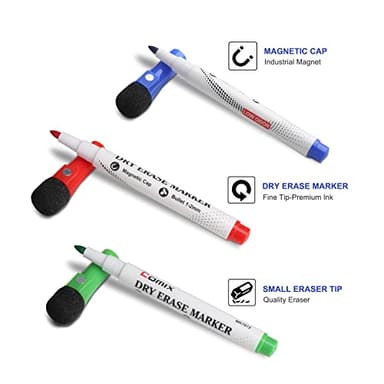 Comix Dry Erase Markers, Fine Tip Whiteboard Magnetic Markers with Eraser Cap, 36 Bulk 12 Colors Low Odor Markers for Kids Teachers - Image 2