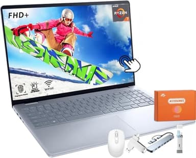 Dell Inspiron 16 Business Touchscreen Laptop, 16" FHD+ Screen, AMD Ryzen 7-8840U(Up to 5.1 GHz), 64 GB DDR5, 4 TB SSD, Backlit KB, Fingerprint Reader, Windows 11 Pro, w/Mouse, Accessories - Image 1