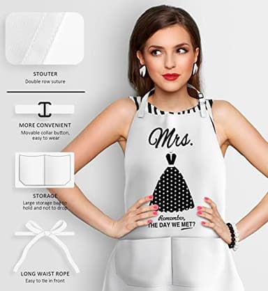 Wedding Gifts Engagement Gifts for Couples Mr and Mrs Aprons for Couples Gifts, Bridal Shower Gift Anniversary Christmas Gifts for Couple Mr and Mrs Gifts, 2 Pack Apron Gift Set - Image 4