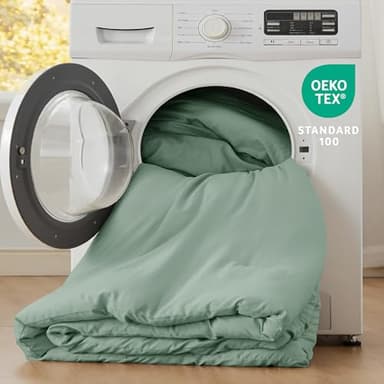 Bedsure California King Size Comforter Set, Sage Green Soft Prewashed Bedding for All Seasons, 3 Pieces GentleSoft™ Bed Set, 1 Lightweight Comforter (104"x96") and 2 Pillowcases (20"x36") - Image 5
