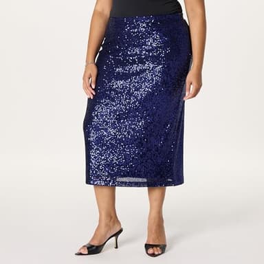 The Drop Women's Bianca Sequin Midi Skirt, Navy, XXS - Image 5