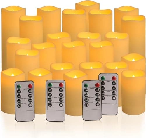 Grcdoyvl 24-Pack Flameless LED Candles with Remote Control - Battery Operated Fake Candles, Timer Function, 3 Brightness Levels, Indoor Outdoor Use for Wedding, Christmas, Home Decor - Image 1