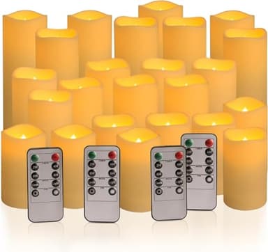 Grcdoyvl 24-Pack Flameless LED Candles with Remote Control - Battery Operated Fake Candles, Timer Function, 3 Brightness Levels, Indoor Outdoor Use for Wedding, Christmas, Home Decor - Image 1