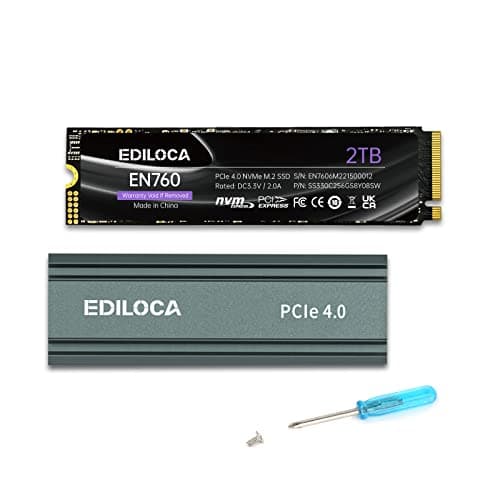 Ediloca 2TB M2 NVME SSD with Heatsink - PCIe Gen4.0 NVMe M.2 2280 3D NAND TLC, 4800MB/s Read, Internal Solid State Drive for PS5/PC, Dynamic SLC Cache, PS5 Storage Expansion, 5-Year Warranty(EN760) - Image 1