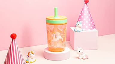 Zak Designs Kelso Tumbler Set 15 oz, (Unicorn) Leak-Proof Screw-On Lid with Straw Made of Durable Plastic and Silicone, Perfect Cup Bundle for Kids (2pc Set) - Image 9