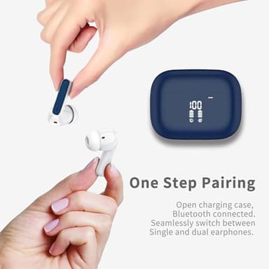 Wireless Earbuds, Bluetooth 5.4 Headphones in Ear with HiFi Stereo Deep Bass, 4 ENC Noise Cancelling Mic Wireless Earphones 40H, in-Ear Earbud Bluetooth Dual LED Display IP7 Waterproof, Dark Blue - Image 5