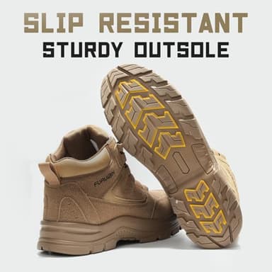Furuian Steel Toe Boots for Men Women Comfortable Lightweight Work Boots for Men Slip Resistant High Top Steel Toe Safety Shoes Puncture Proof Indestructible Construction Boots - Image 4
