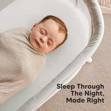 2-Pack Organic Bassinet Sheets for Girls, Boys - 100% Cotton Bassinet Mattress Sheets Compatible with Halo Bassinest Swivel Sleeper, Graco, Baby Delight, Chicco, Unisex Fitted Bassinet Sheets (Sage) - Image 6