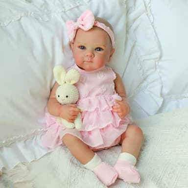 KSBD Realistic Reborn Baby Dolls - 20 Inch Cute Lifelike Real Life Baby Dolls Newborn Silicone Baby Dolls Girl with Soft Full Vinyl Body and Accessories can Swimming for 3+ Years Old Kids Gifts - Image 5